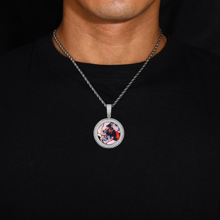 0730-Custom07 3D ZIRCON DIAMOND CUSTOM PICTURE PENDANT WITH ROPE CHAIN