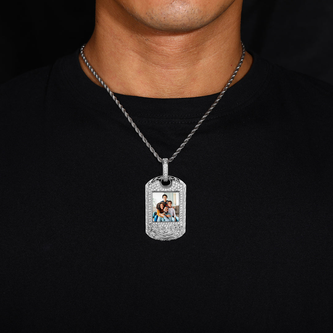 0730-Custom05 3D ZIRCON DIAMOND CUSTOM PICTURE PENDANT WITH ROPE CHAIN