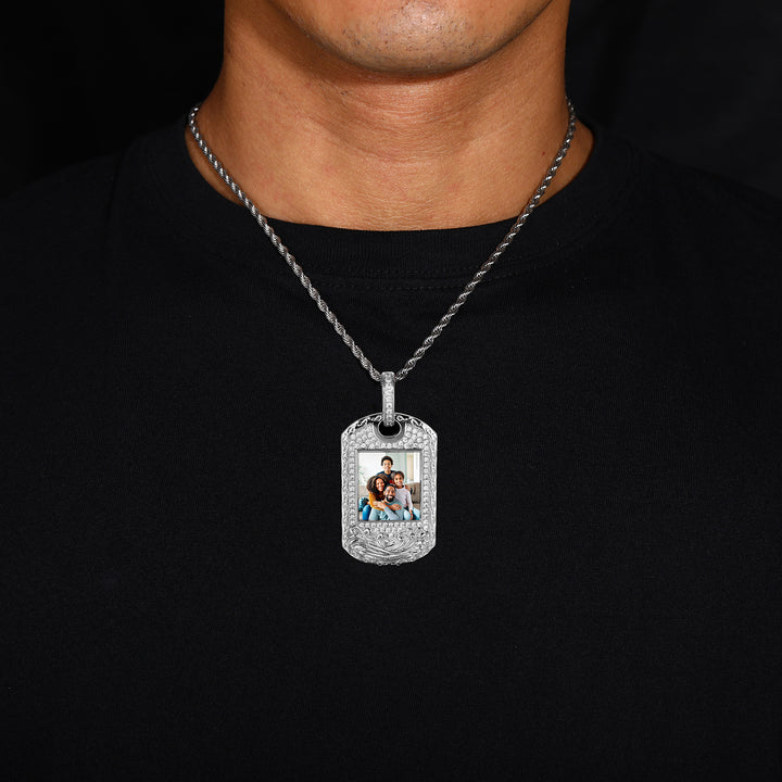 0730-Custom05 3D ZIRCON DIAMOND CUSTOM PICTURE PENDANT WITH ROPE CHAIN