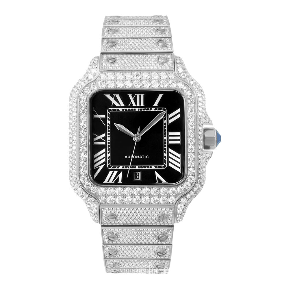 W003 40MM Full Moissanite Iced Out Automatic Watch