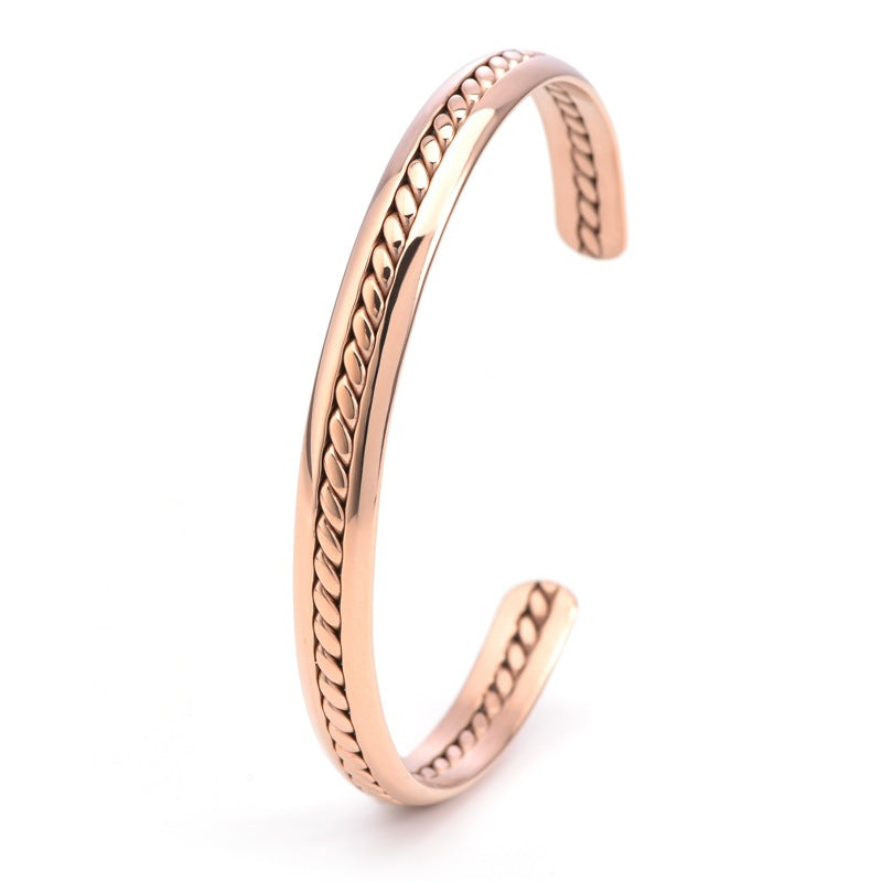 Stainless Steel Braided Open Cuff Adjustable Twisted Texture Bracelet