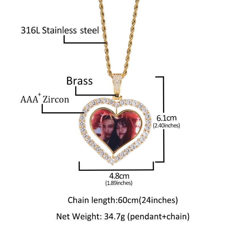 3D SPINNING 2-FACED CUSTOM PICTURE ROUND PENDANT