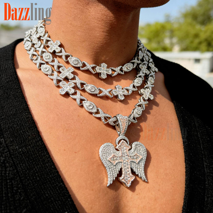Zircon Diamond Cross Pendant Necklace