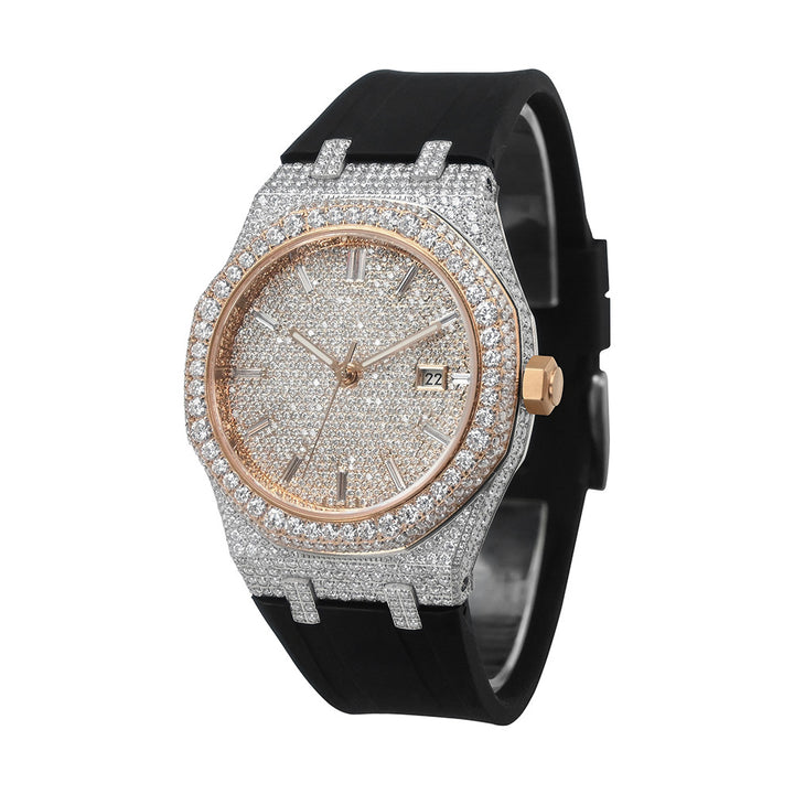 W001 42MM Full Moissanite Iced Out Watch Octagonal Studded Case
