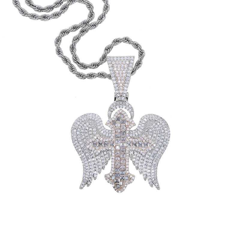 Zircon Diamond Cross Pendant Necklace