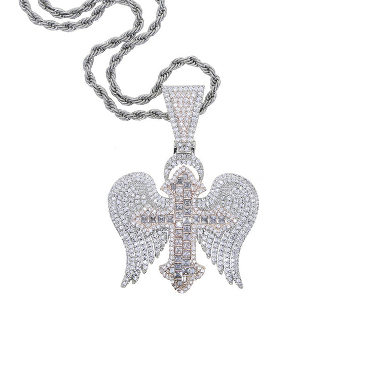 Zircon Diamond Cross Pendant Necklace
