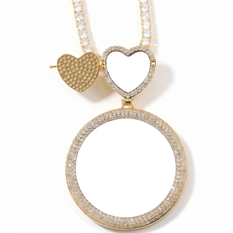 3D Diamond Circle Custom Picture Pendant