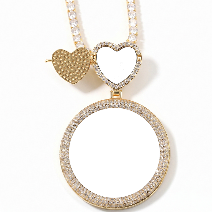 3D Diamond Circle Custom Picture Pendant