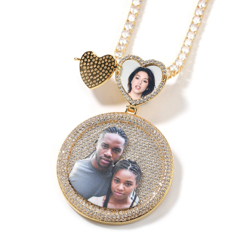 3D Diamond Circle Custom Picture Pendant