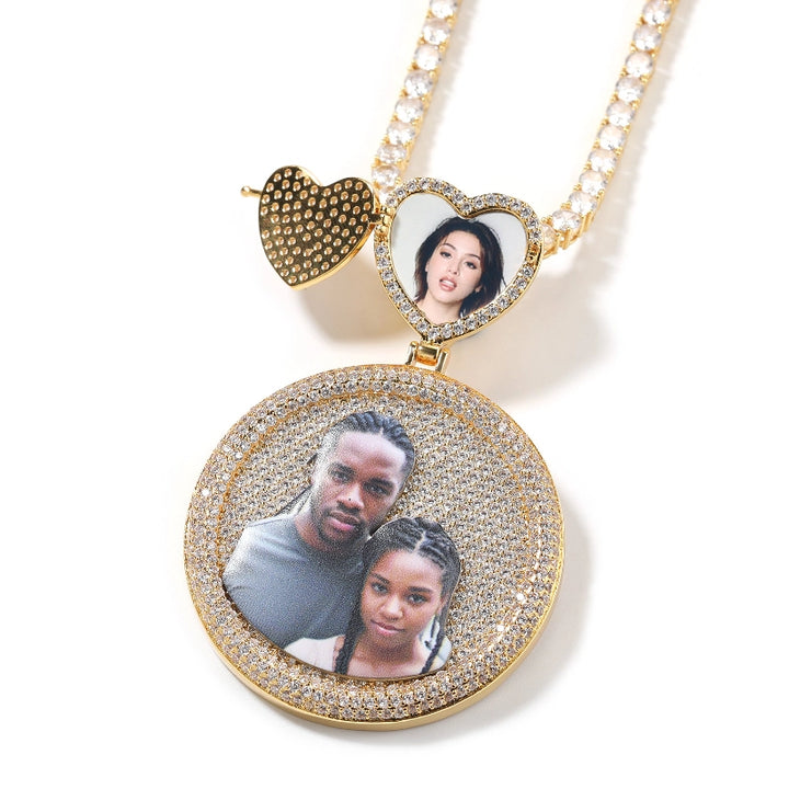 3D Diamond Circle Custom Picture Pendant