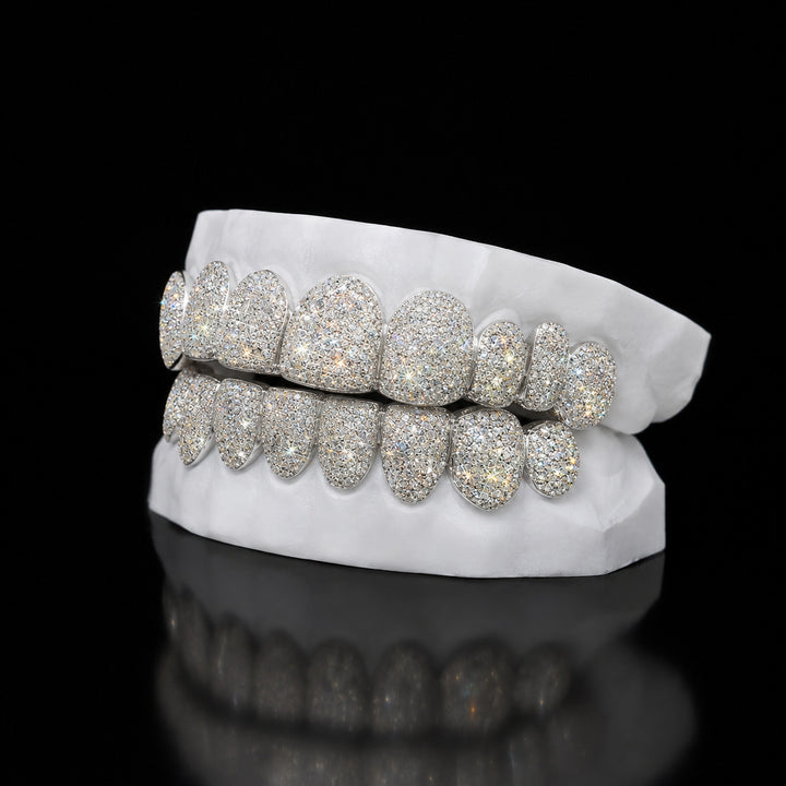 T003 Solid S925 Silver Iced Out Moissanite Grillz