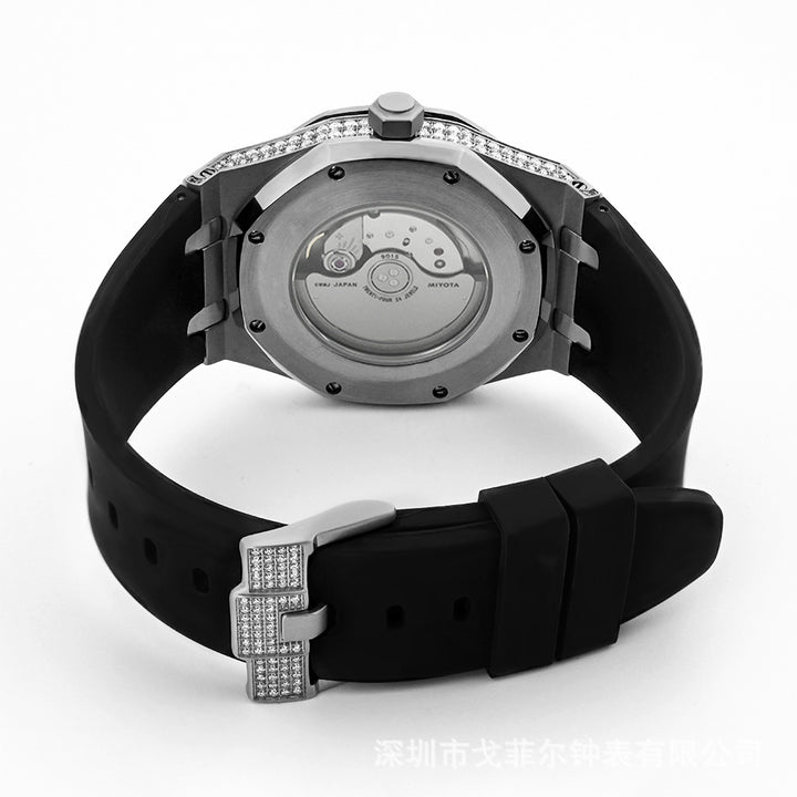 W001 42MM Full Moissanite Iced Out Watch Octagonal Studded Case