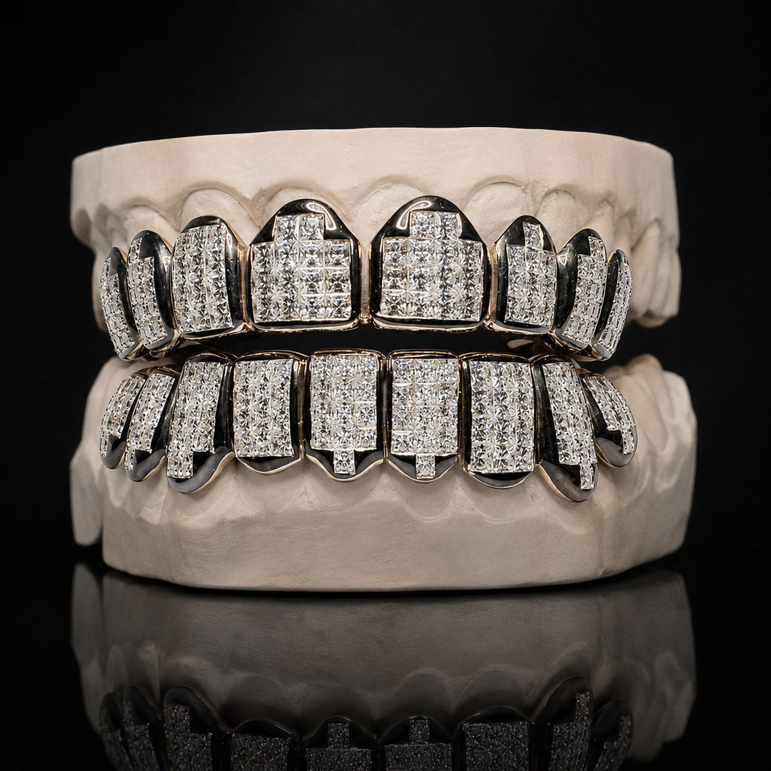 T008 S925 Sterling Silver Moissanite Grillz Iced-Out Silver Finish