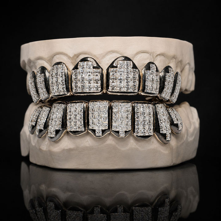 T008 S925 Sterling Silver Moissanite Grillz Iced-Out Silver Finish