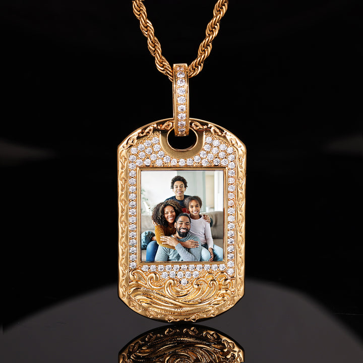 0730-Custom05 3D ZIRCON DIAMOND CUSTOM PICTURE PENDANT WITH ROPE CHAIN