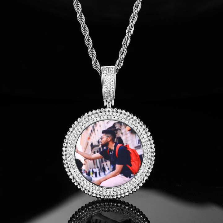 0730-Custom07 3D ZIRCON DIAMOND CUSTOM PICTURE PENDANT WITH ROPE CHAIN