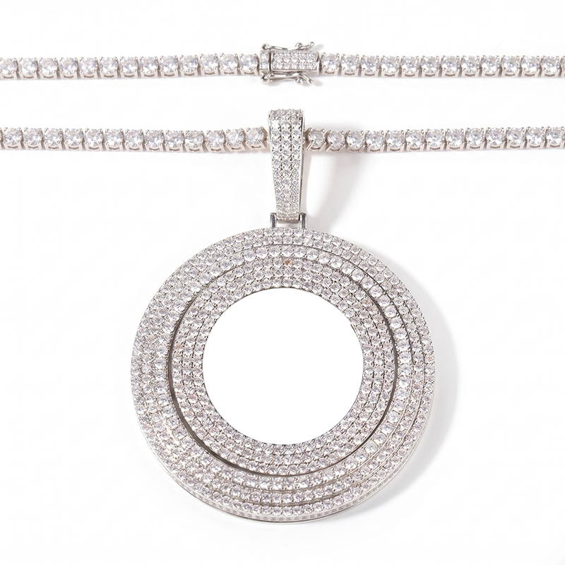 3D ZIRCON DIAMOND CIRCLE CUSTOM PICTURE PENDANT