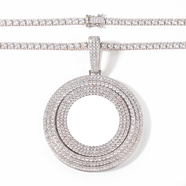 3D ZIRCON DIAMOND CIRCLE CUSTOM PICTURE PENDANT