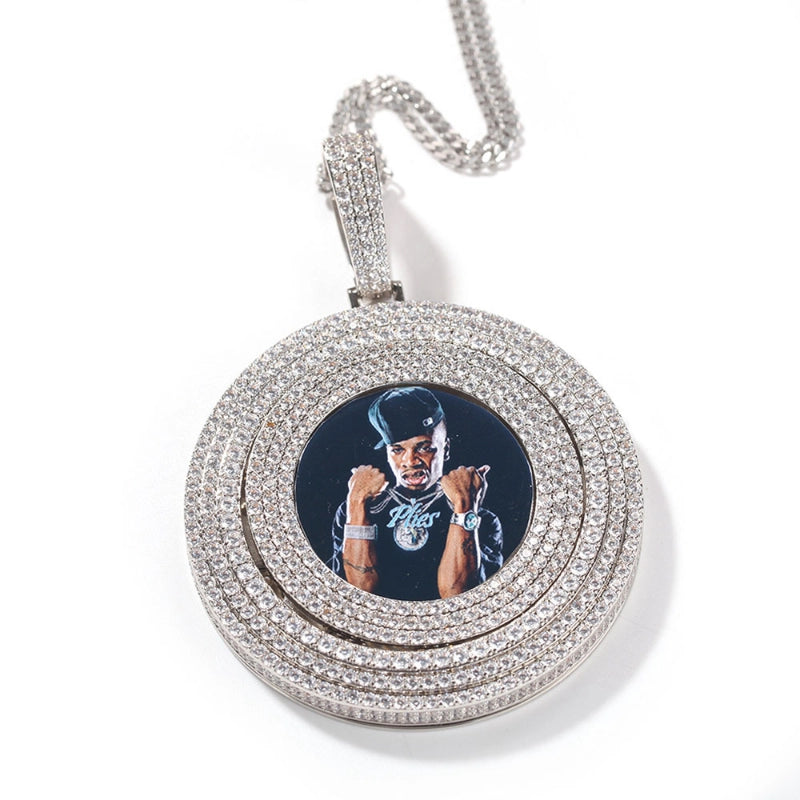 3D ZIRCON DIAMOND CIRCLE CUSTOM PICTURE PENDANT