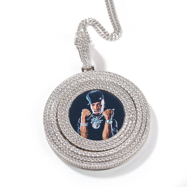 3D ZIRCON DIAMOND CIRCLE CUSTOM PICTURE PENDANT