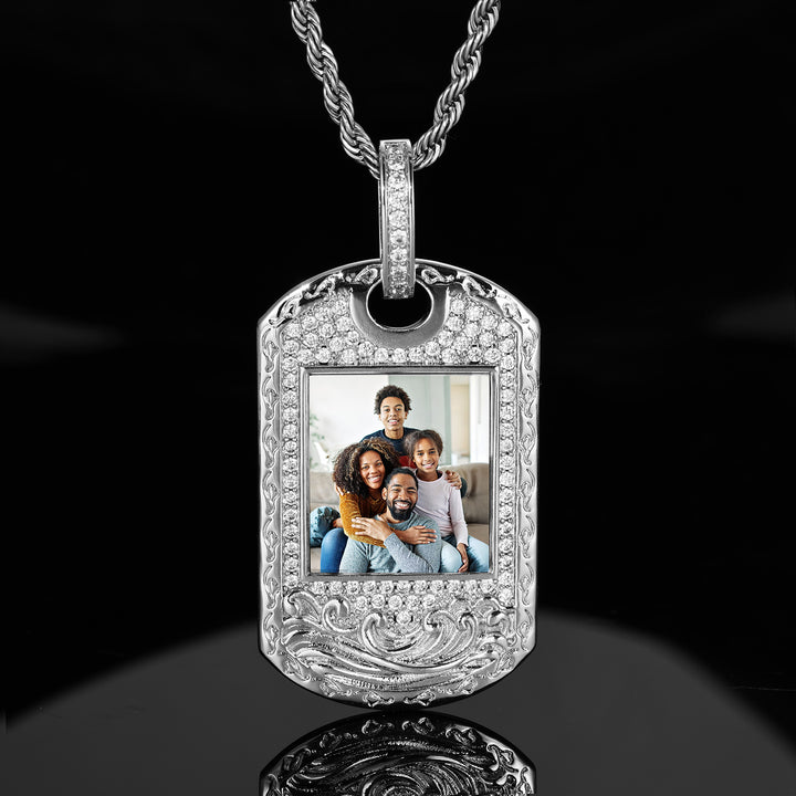 0730-Custom05 3D ZIRCON DIAMOND CUSTOM PICTURE PENDANT WITH ROPE CHAIN