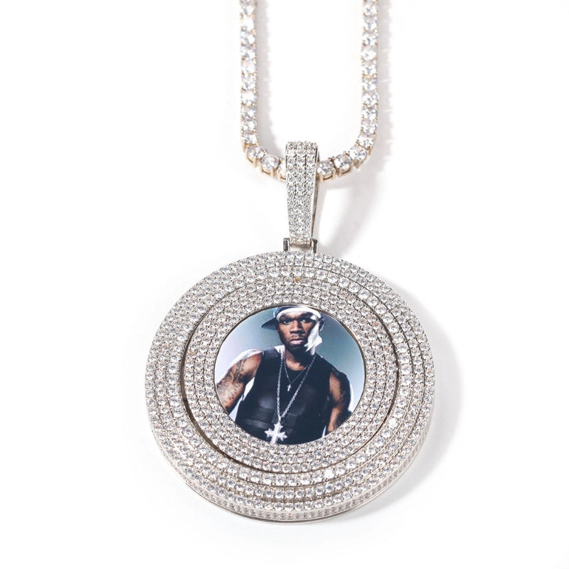3D ZIRCON DIAMOND CIRCLE CUSTOM PICTURE PENDANT