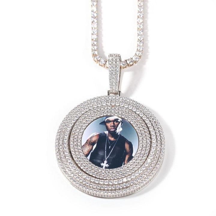3D ZIRCON DIAMOND CIRCLE CUSTOM PICTURE PENDANT