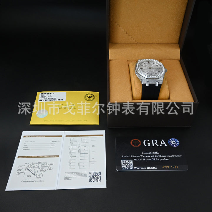 W001 42MM Full Moissanite Iced Out Watch Octagonal Studded Case