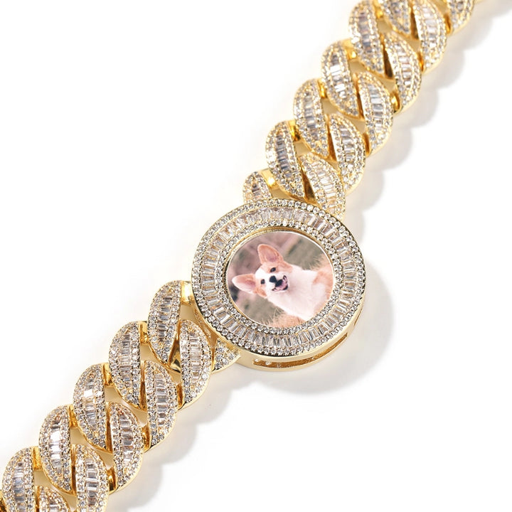 Custom Iced Out Baguette Diamond Multi-Photo Cuban Link Chain