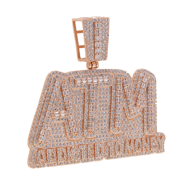 0510-3 Zircon Diamond Letter ATM Pendant Necklace