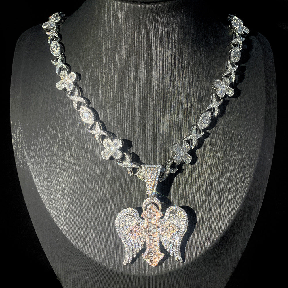 Zircon Diamond Cross Pendant Necklace