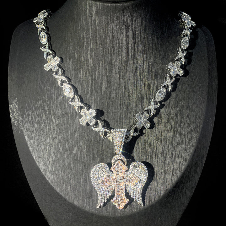 Zircon Diamond Cross Pendant Necklace