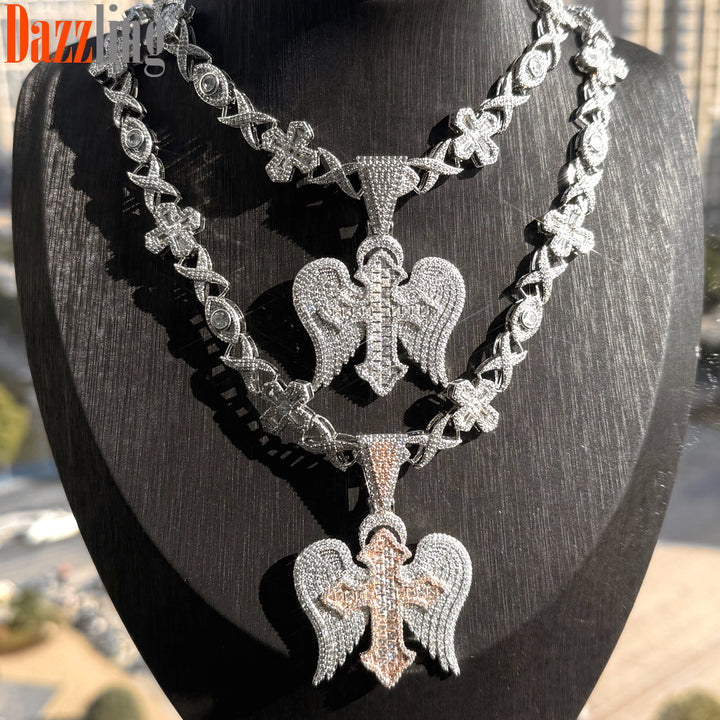 Zircon Diamond Cross Pendant Necklace
