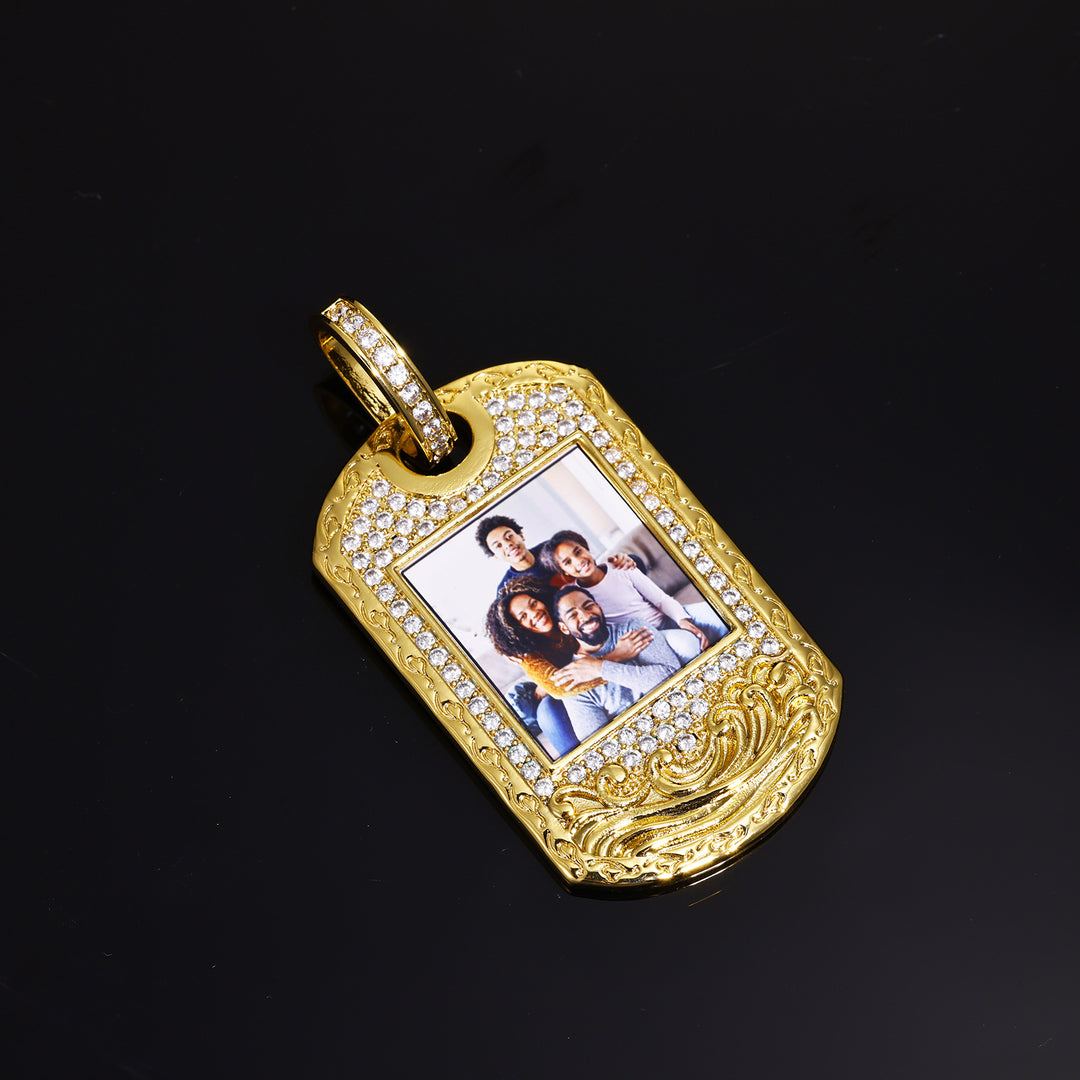 0730-Custom05 3D ZIRCON DIAMOND CUSTOM PICTURE PENDANT WITH ROPE CHAIN