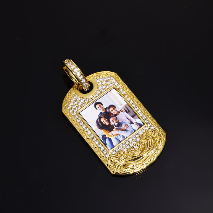 0730-Custom05 3D ZIRCON DIAMOND CUSTOM PICTURE PENDANT WITH ROPE CHAIN