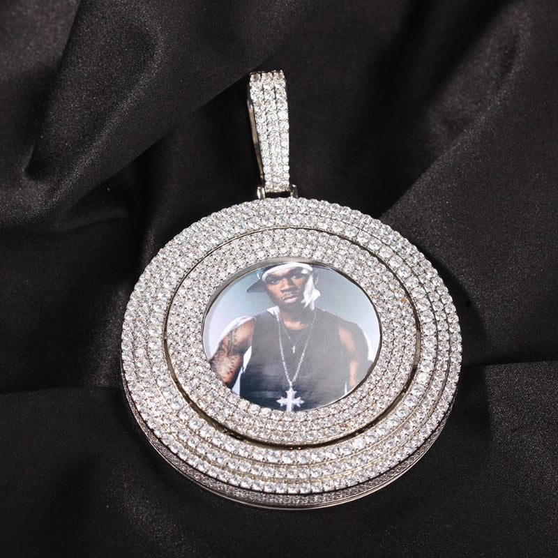 3D ZIRCON DIAMOND CIRCLE CUSTOM PICTURE PENDANT