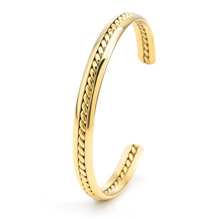 Stainless Steel Braided Open Cuff Adjustable Twisted Texture Bracelet