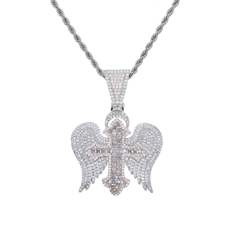 Zircon Diamond Cross Pendant Necklace