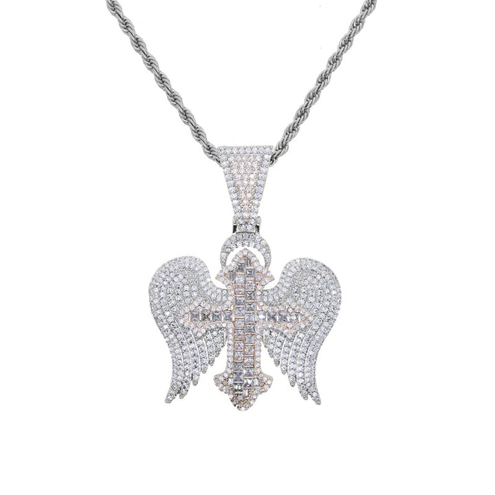 Zircon Diamond Cross Pendant Necklace