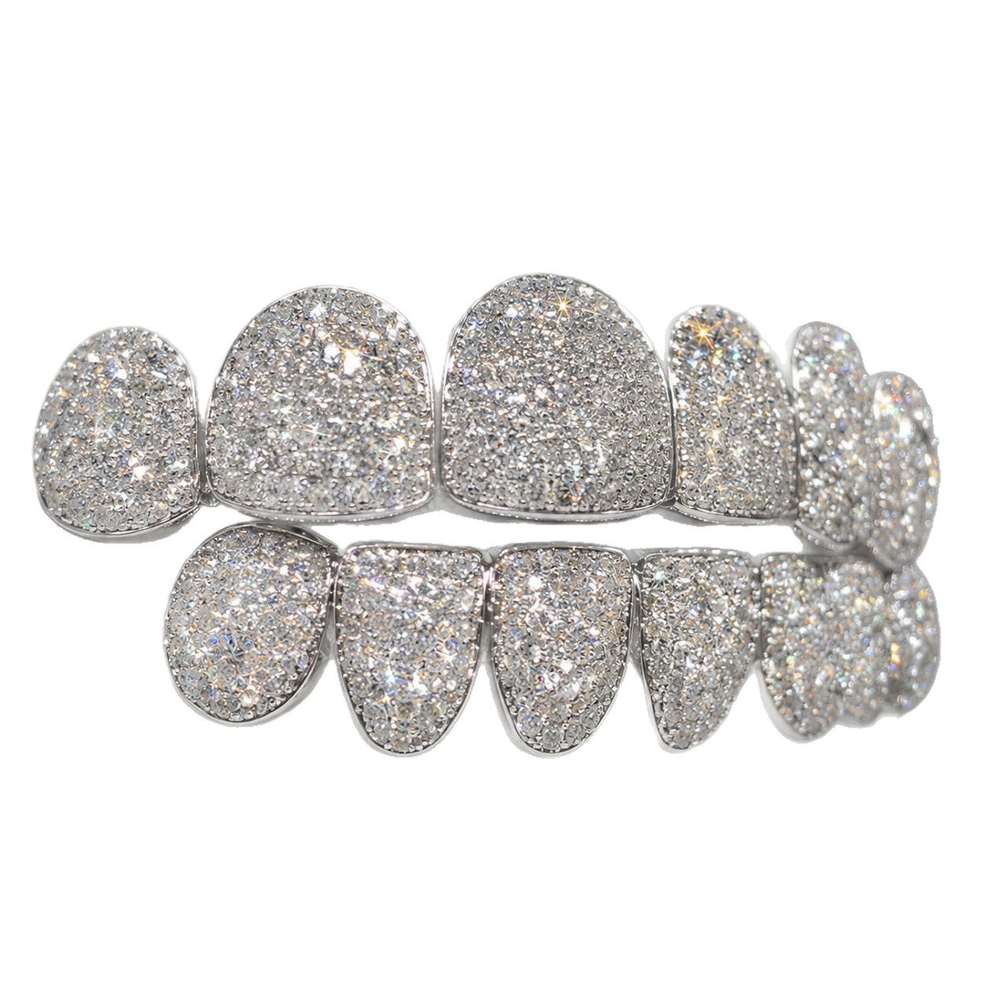 T003 Solid S925 Silver Iced Out Moissanite Grillz