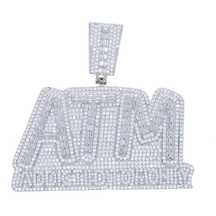 0510-3 Zircon Diamond Letter ATM Pendant Necklace