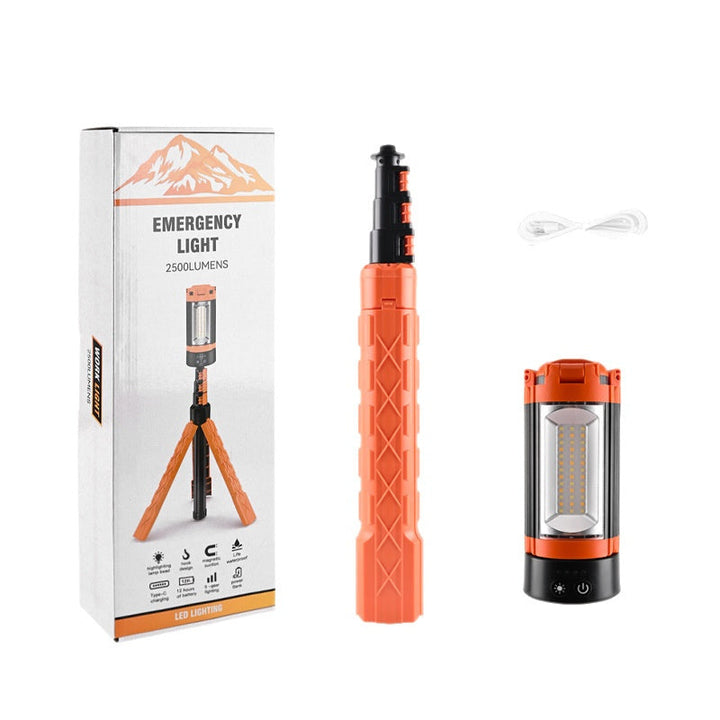 Rechargeable 10000mAh Camping Light with Stand 6.5 ft Max Height Cordless Work Light with 3 LED Lamp Heads 2200 Lumen Camping light