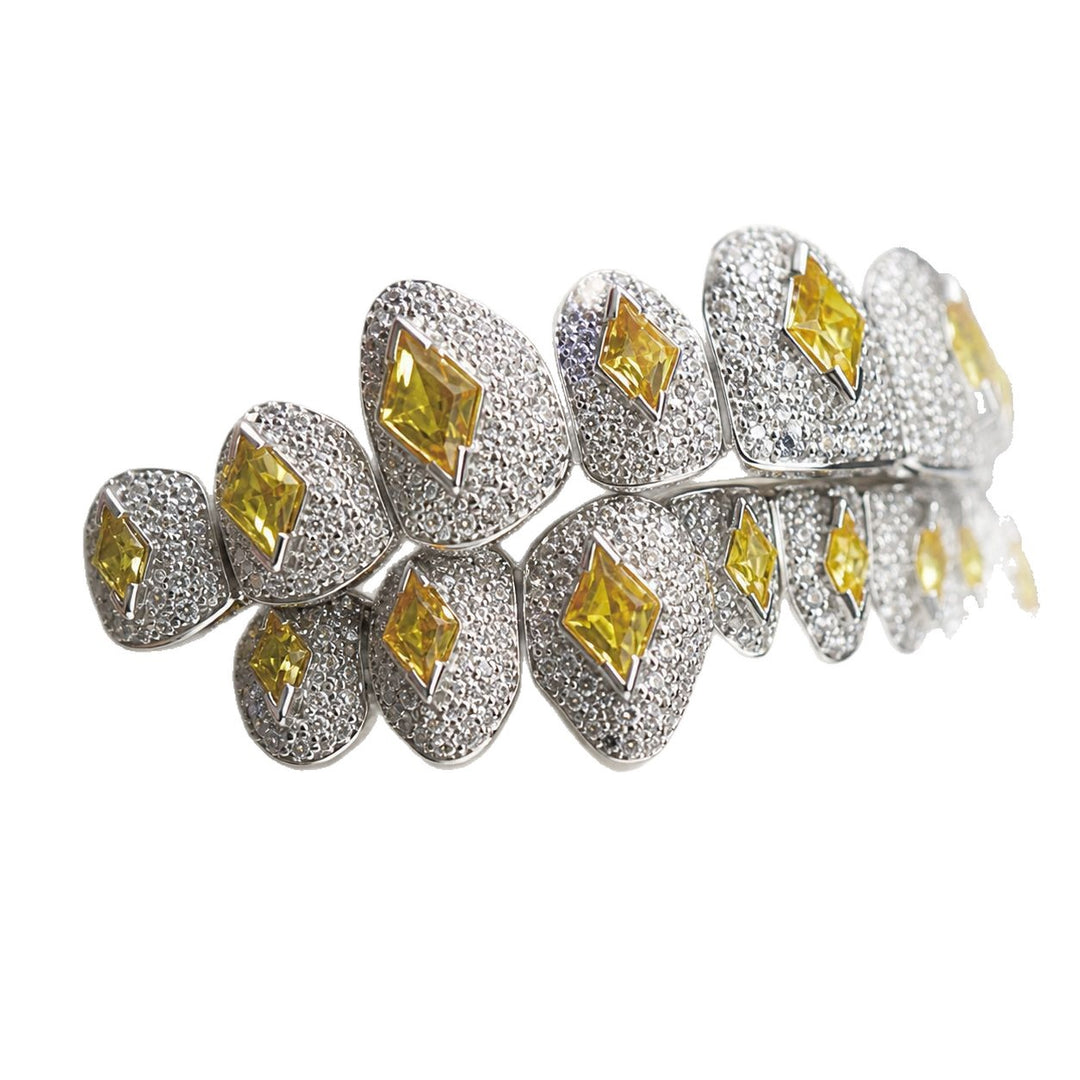 T001 S925 Sterling Silver Moissanite Grillz Iced Out Yellow Kite Cut Tooth Grillz