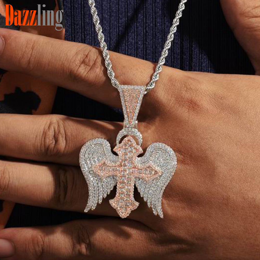 Zircon Diamond Cross Pendant Necklace