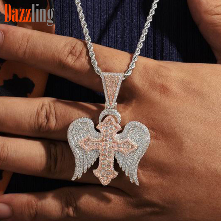 Zircon Diamond Cross Pendant Necklace