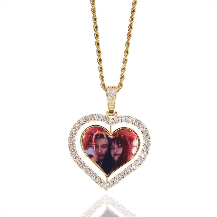 3D SPINNING 2-FACED CUSTOM PICTURE ROUND PENDANT