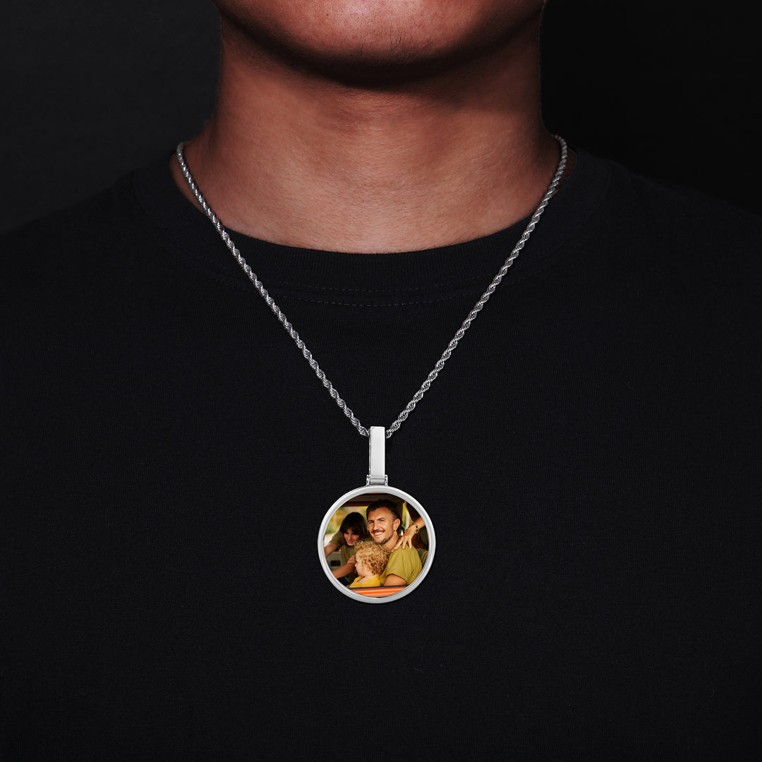 0730-Custom04 3D ZIRCON DIAMOND CUSTOM PICTURE PENDANT WITH ROPE CHAIN