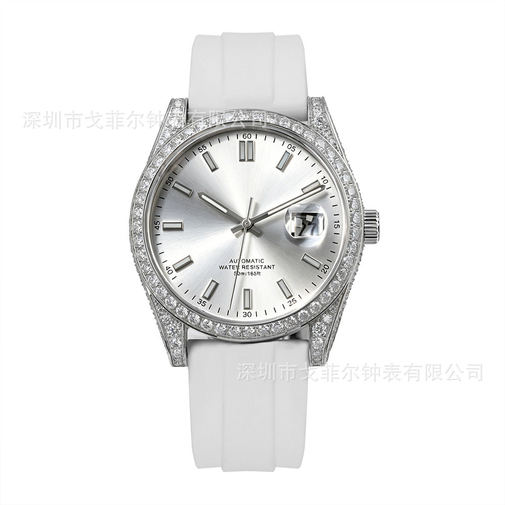 W004 41MM Full Moissanite Iced Out Automatic Watch