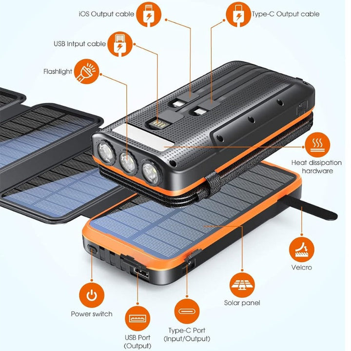 43800mAh Solar phone charger portable power bank 3A super charger