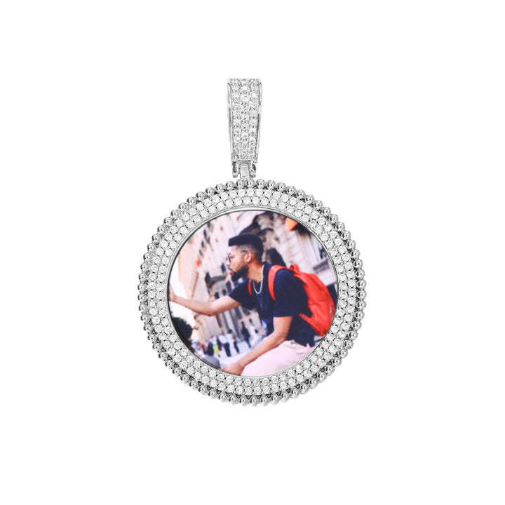0730-Custom07 3D ZIRCON DIAMOND CUSTOM PICTURE PENDANT WITH ROPE CHAIN